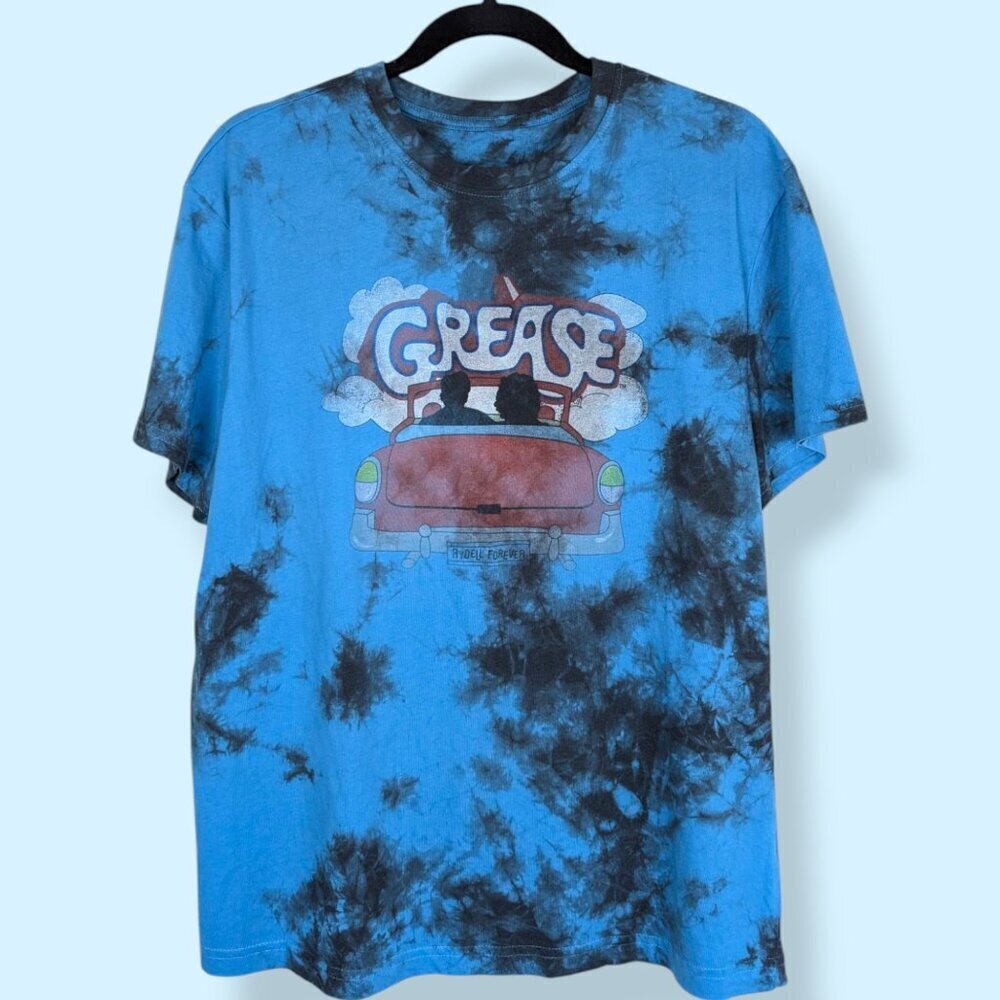 (3/$20) Grease Blue Tie Dye Graphic Tee